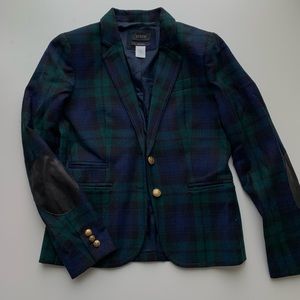 J.crew plaid blazer with gold buttons